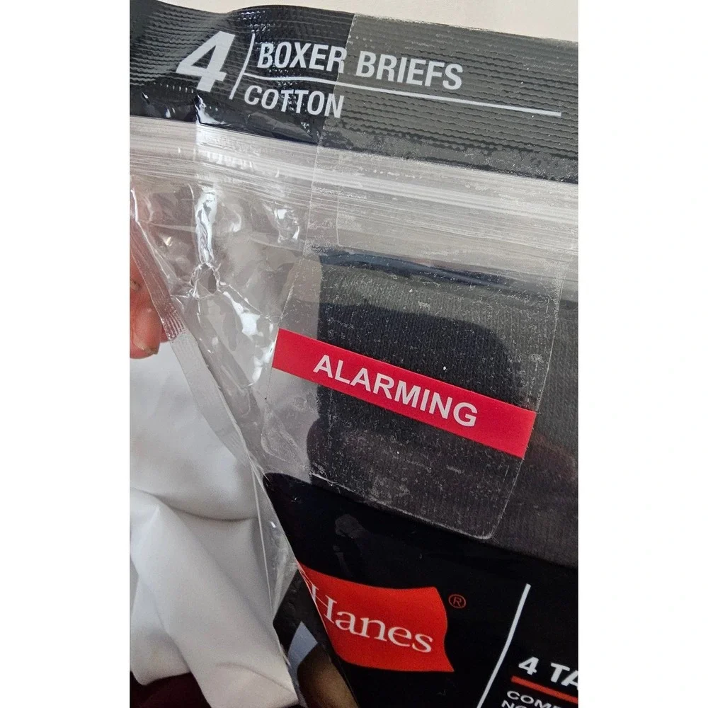 NWT Hanes 4 Pack Tagless Boxer Briefs Mens Medium 32-34 Black Grey Blue J746C4‎